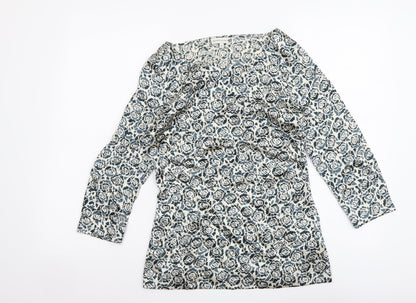 Collection Womens Beige Floral Polyester Basic Blouse Size XS Boat Neck