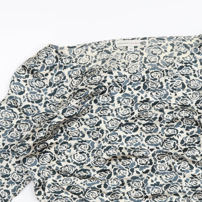 Collection Womens Beige Floral Polyester Basic Blouse Size XS Boat Neck