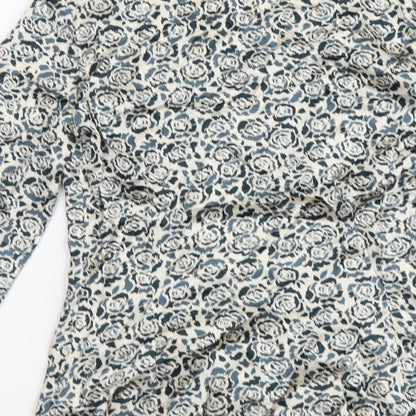 Collection Womens Beige Floral Polyester Basic Blouse Size XS Boat Neck