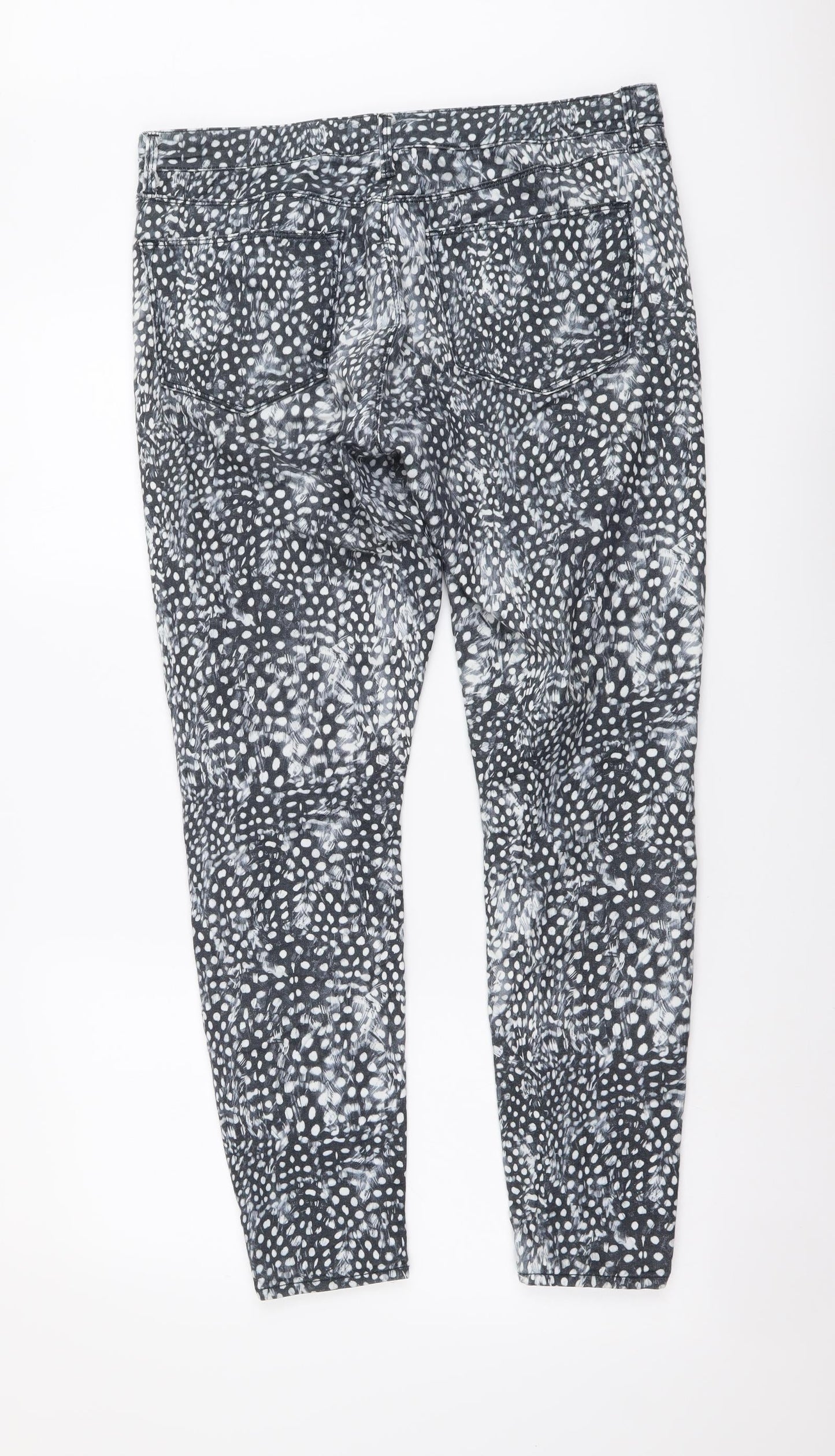 Topshop Womens Grey Geometric Cotton Skinny Jeans Size 32 in L32 in Regular Button