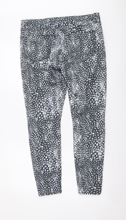 Topshop Womens Grey Geometric Cotton Skinny Jeans Size 32 in L32 in Regular Button
