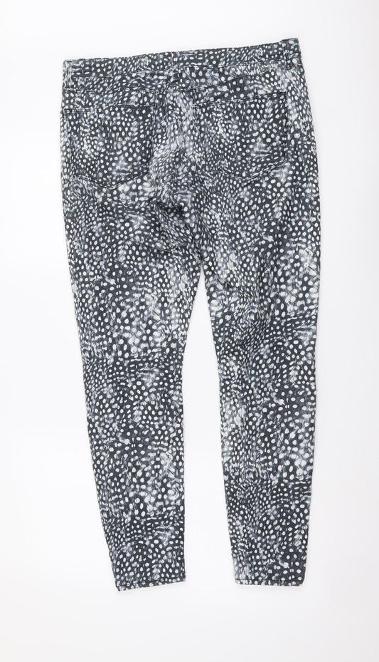 Topshop Womens Grey Geometric Cotton Skinny Jeans Size 32 in L32 in Regular Button