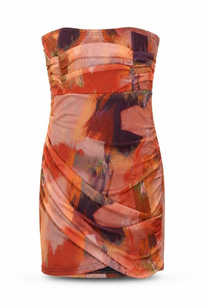 PRETTYLITTLETHING Womens Multicoloured Geometric Polyester Mini Size 6 Off the Shoulder Pullover