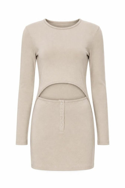Missguided Womens Beige Cotton Mini Size 6 Round Neck Pullover