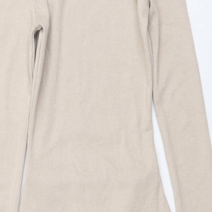 Missguided Womens Beige Cotton Mini Size 6 Round Neck Pullover
