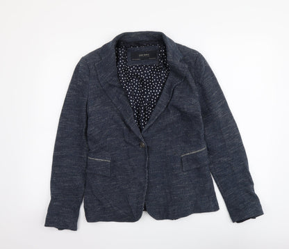 Zara Womens Blue Cotton Jacket Suit Jacket Size M