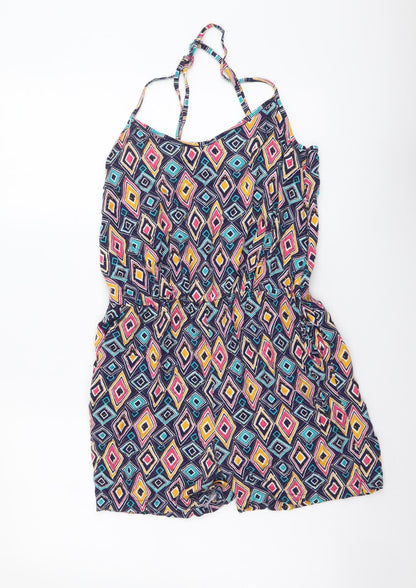 NEXT Womens Multicoloured Geometric Viscose Playsuit One-Piece Size 6 Pullover