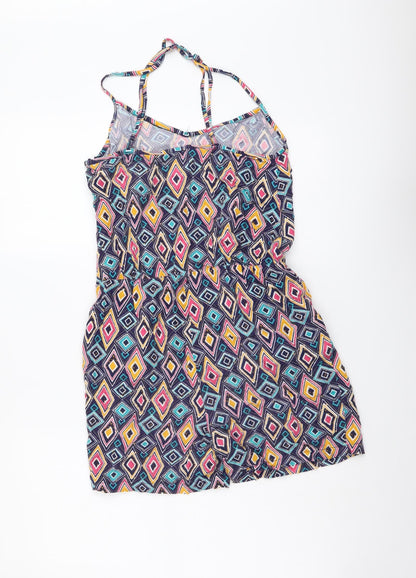 NEXT Womens Multicoloured Geometric Viscose Playsuit One-Piece Size 6 Pullover