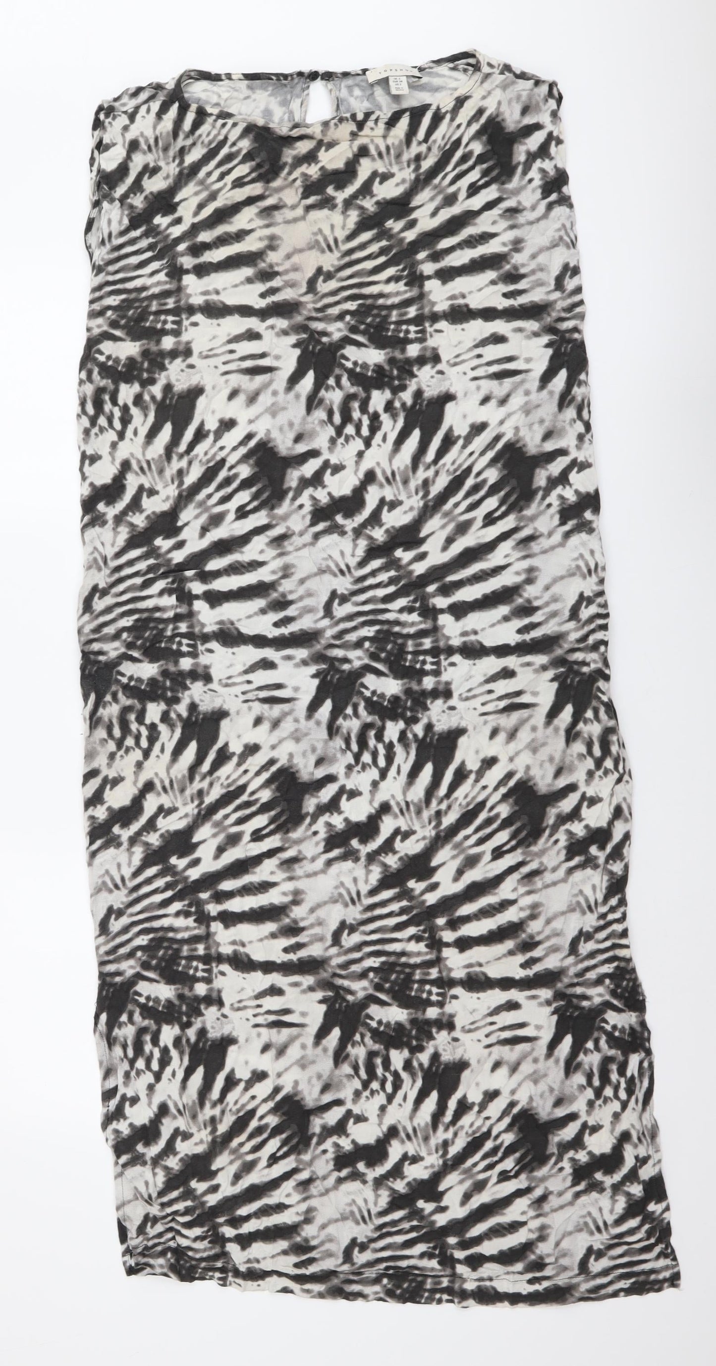 Topshop Womens Grey Animal Print Polyester T-Shirt Dress Size 6 Round Neck Pullover