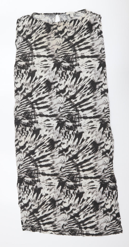 Topshop Womens Grey Animal Print Polyester T-Shirt Dress Size 6 Round Neck Pullover