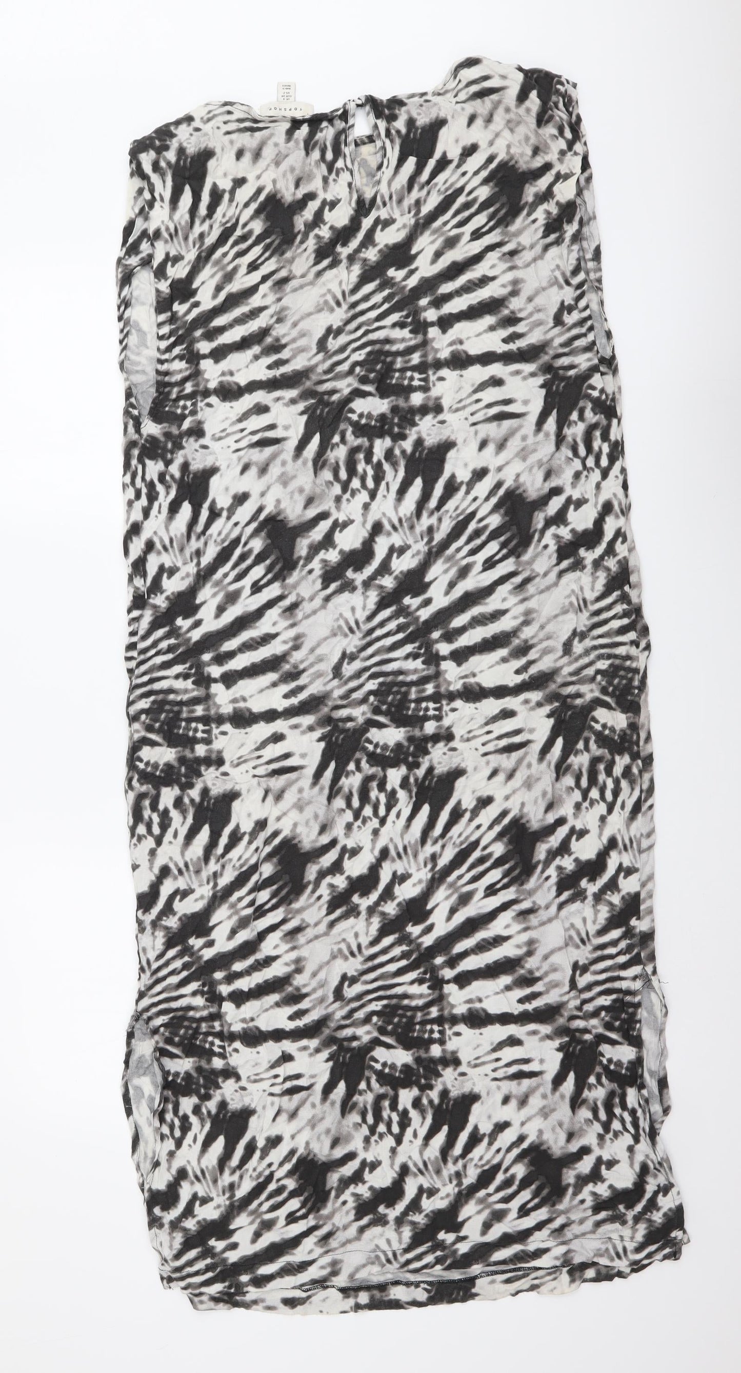 Topshop Womens Grey Animal Print Polyester T-Shirt Dress Size 6 Round Neck Pullover