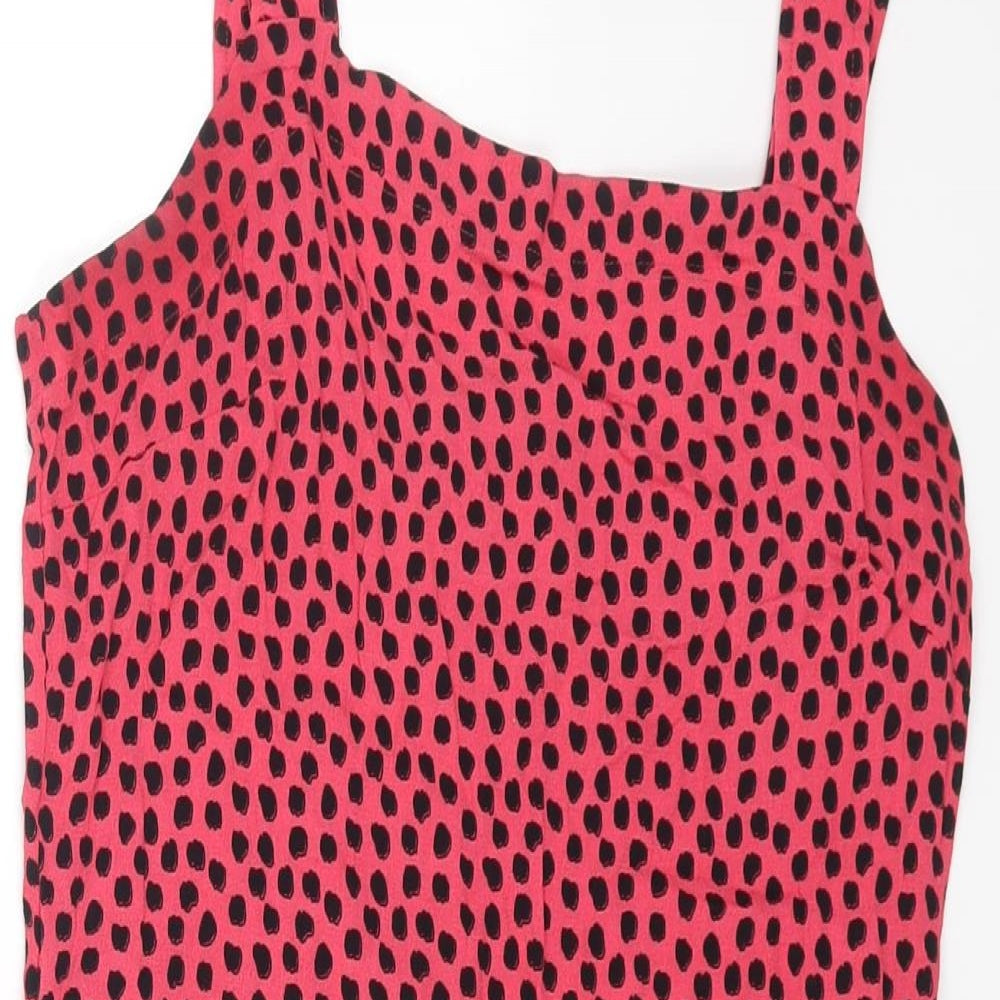 NEXT Womens Pink Geometric Viscose A-Line Size 10 Scoop Neck Zip