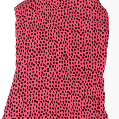 NEXT Womens Pink Geometric Viscose A-Line Size 10 Scoop Neck Zip