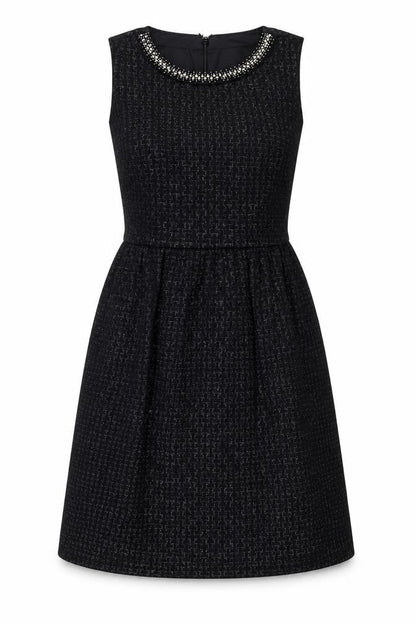 London Times Womens Black Polyester Fit & Flare Size 8 Round Neck Zip