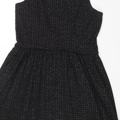 London Times Womens Black Polyester Fit & Flare Size 8 Round Neck Zip