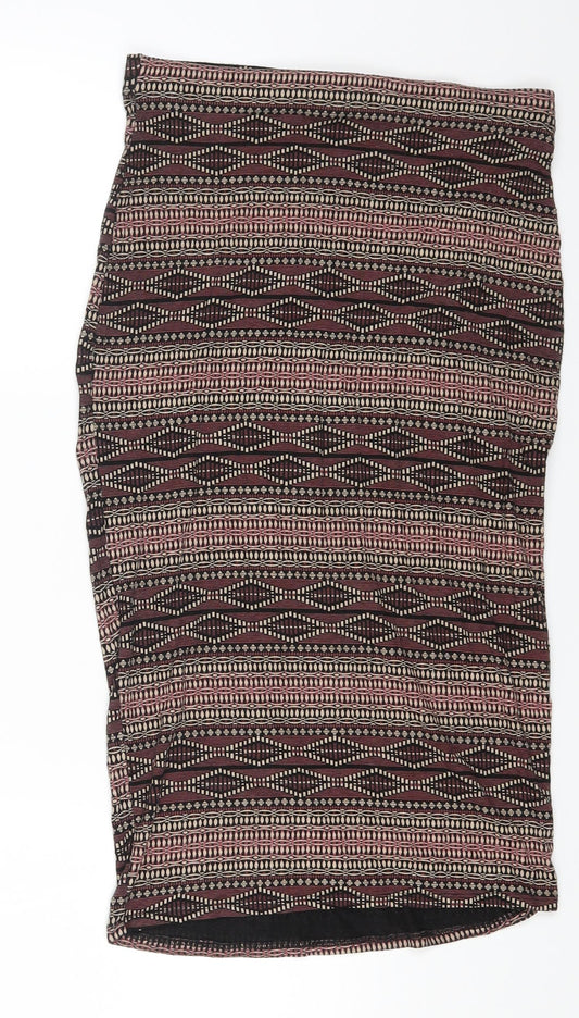 Dorothy Perkins Womens Multicoloured Geometric Viscose A-Line Skirt Size 8