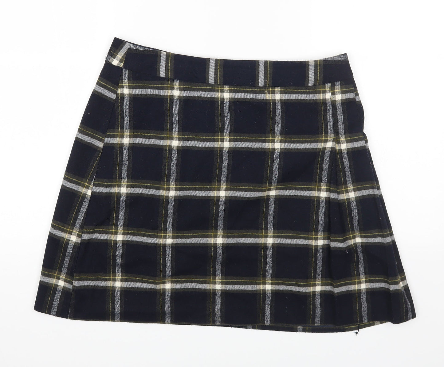Oasis Womens Multicoloured Plaid Polyester A-Line Skirt Size 12 Zip