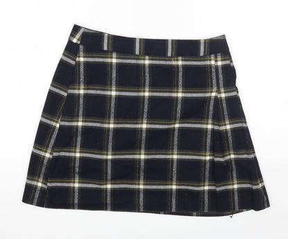 Oasis Womens Multicoloured Plaid Polyester A-Line Skirt Size 12 Zip