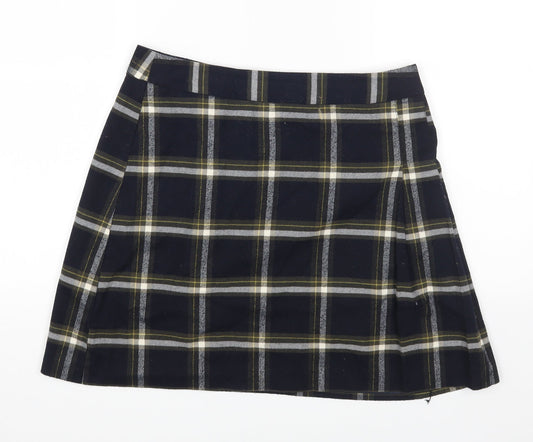 Oasis Womens Multicoloured Plaid Polyester A-Line Skirt Size 12 Zip