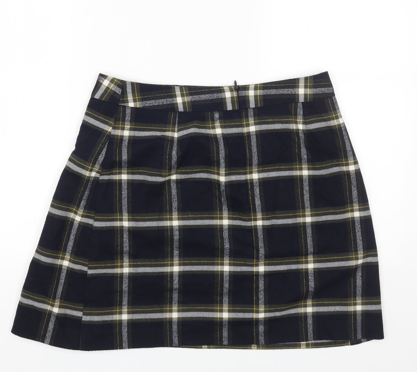 Oasis Womens Multicoloured Plaid Polyester A-Line Skirt Size 12 Zip