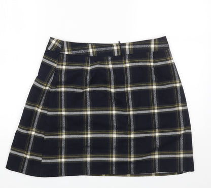 Oasis Womens Multicoloured Plaid Polyester A-Line Skirt Size 12 Zip