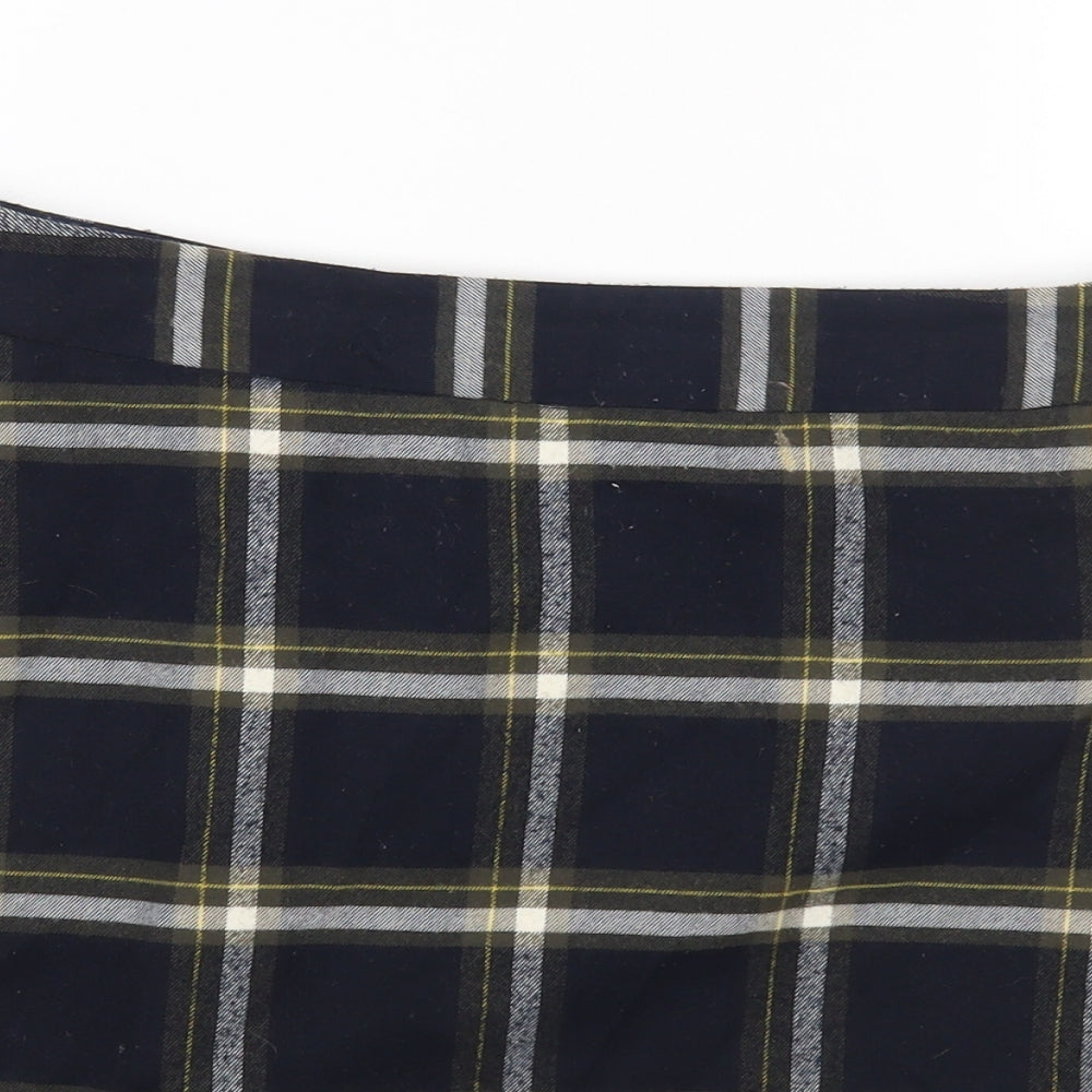Oasis Womens Multicoloured Plaid Polyester A-Line Skirt Size 12 Zip