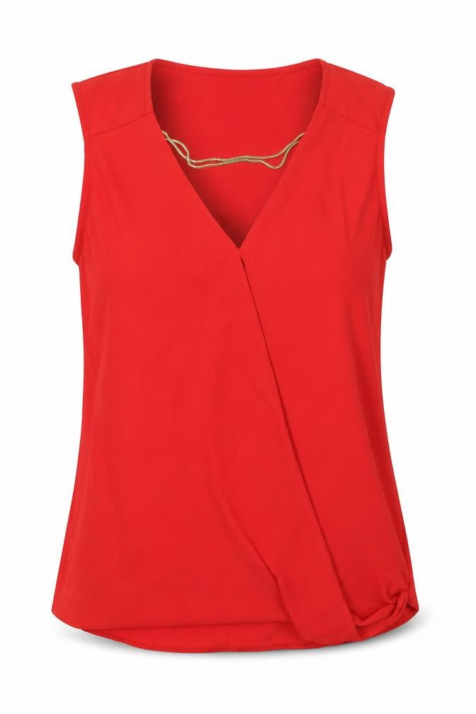 Womens UK Size 10 New Look Red Basic Blouse