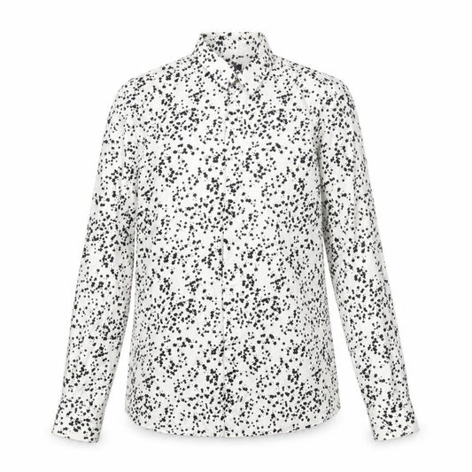 Twisted Tailor Womens White Geometric Cotton Basic Button-Up Size S Collared