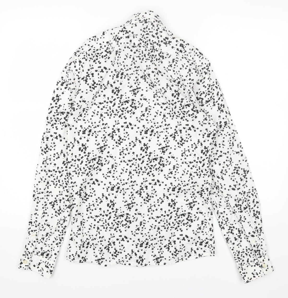 Twisted Tailor Womens White Geometric Cotton Basic Button-Up Size S Collared