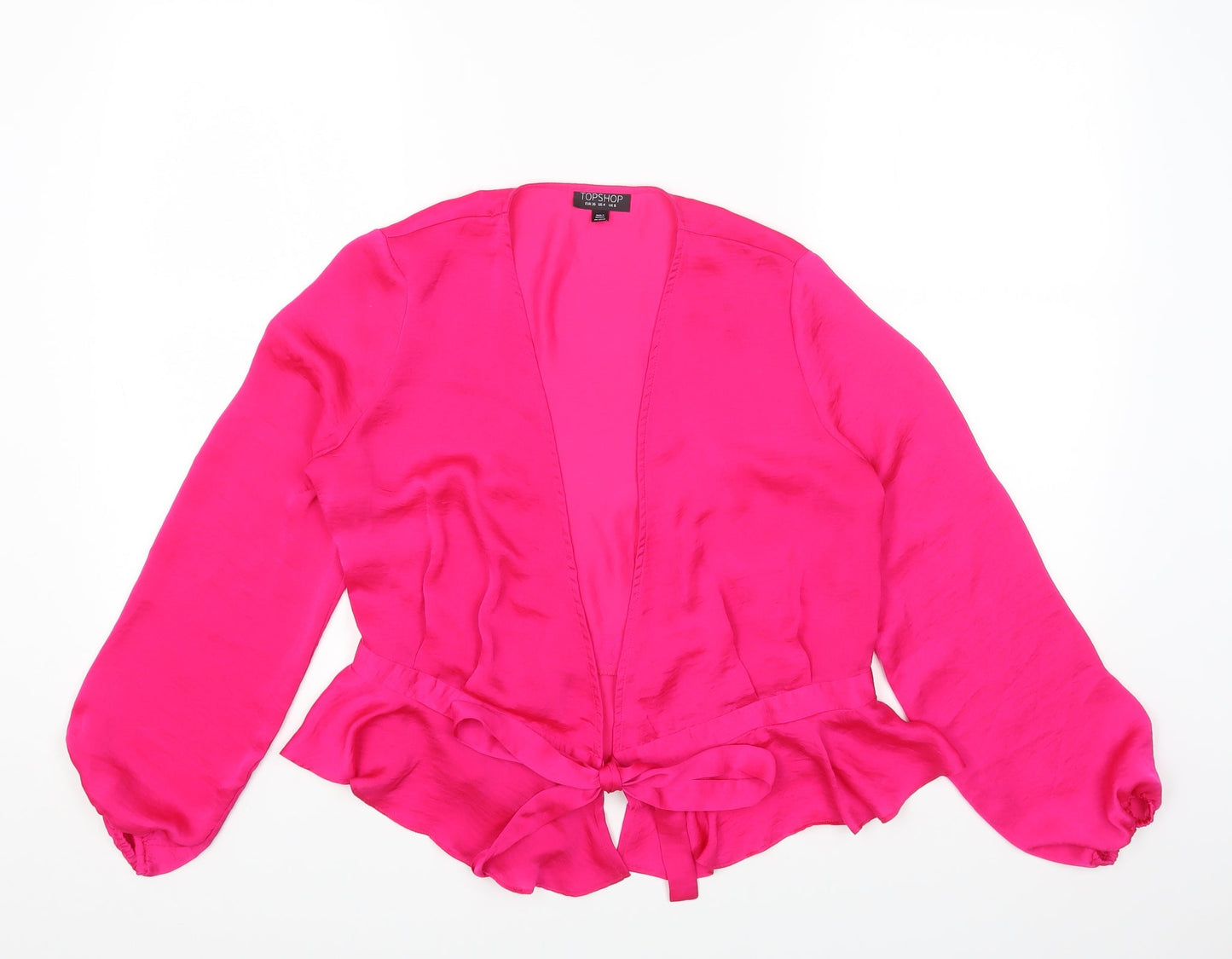 Womens UK Size 8 Topshop Pink Cropped Blouse