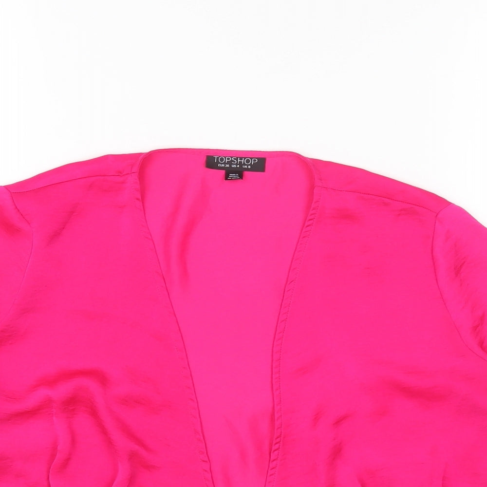 Womens UK Size 8 Topshop Pink Cropped Blouse