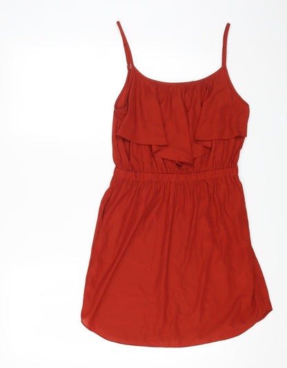 Primark Womens Orange Polyester Fit & Flare Size 10 Scoop Neck Pullover