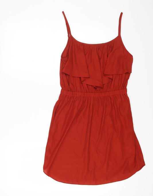 Primark Womens Orange Polyester Fit & Flare Size 10 Scoop Neck Pullover