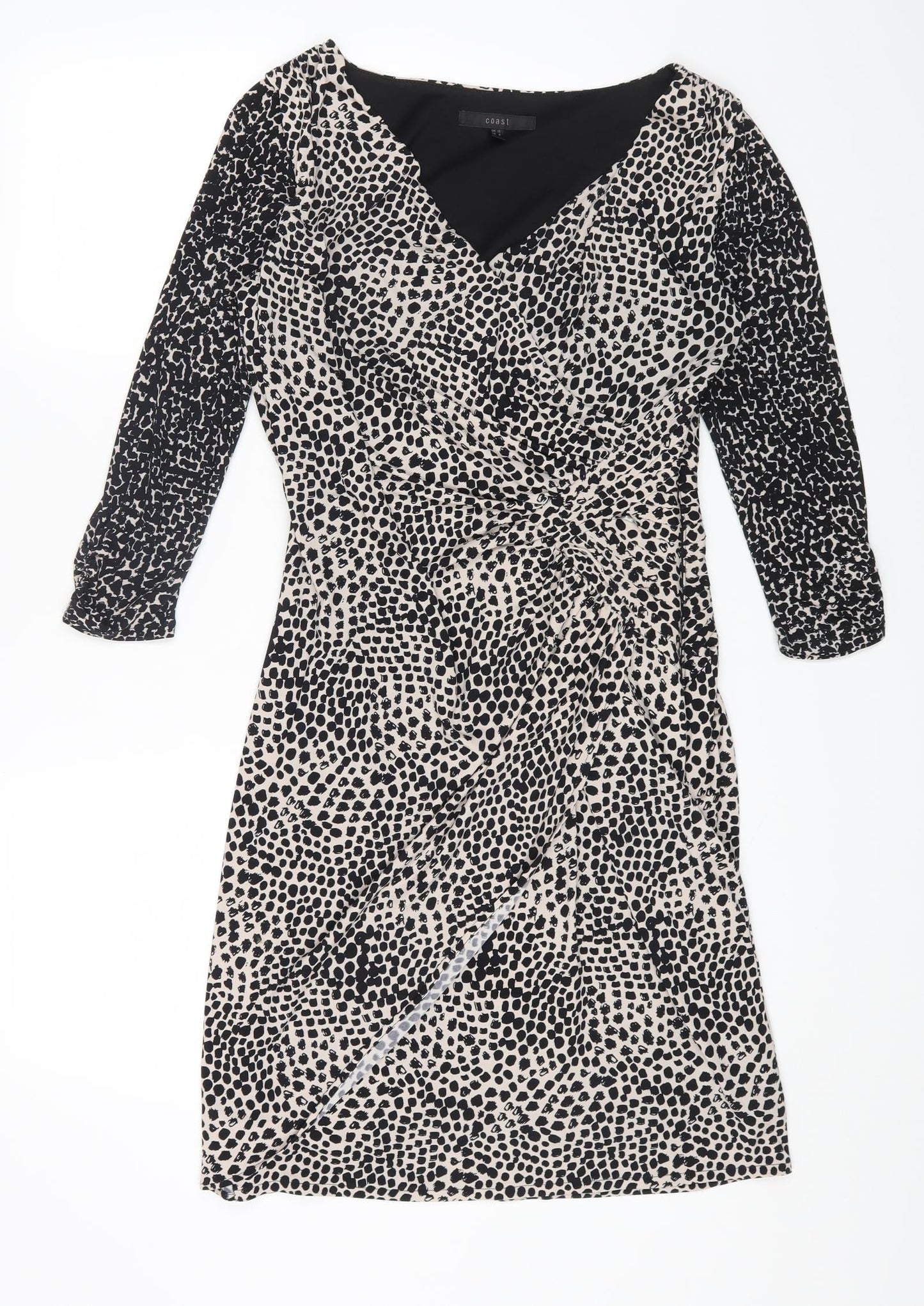 Coast Womens Multicoloured Animal Print Polyester A-Line Size 12 V-Neck Zip