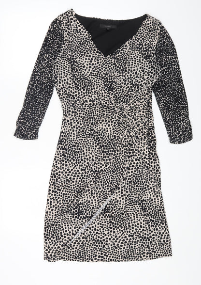 Coast Womens Multicoloured Animal Print Polyester A-Line Size 12 V-Neck Zip