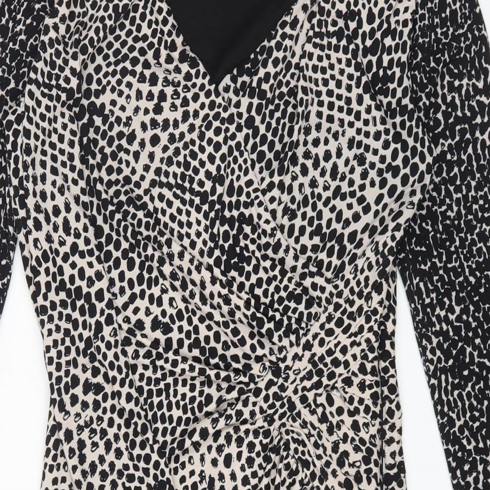 Coast Womens Multicoloured Animal Print Polyester A-Line Size 12 V-Neck Zip
