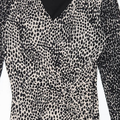 Coast Womens Multicoloured Animal Print Polyester A-Line Size 12 V-Neck Zip