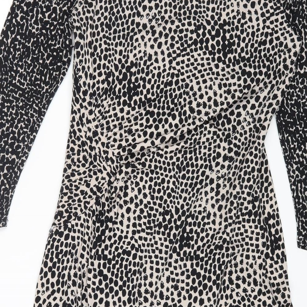 Coast Womens Multicoloured Animal Print Polyester A-Line Size 12 V-Neck Zip