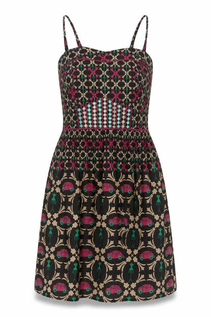 REMANIKA Womens Multicoloured Geometric Cotton Fit & Flare Size 10 Scoop Neck Pullover