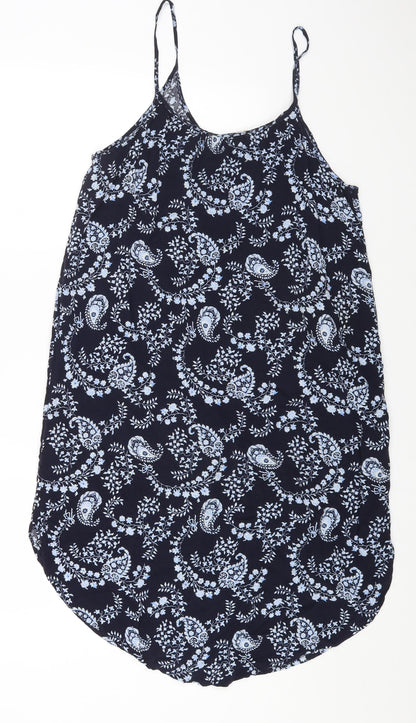 H&M Womens Blue Geometric Viscose A-Line Size 12 Scoop Neck Pullover