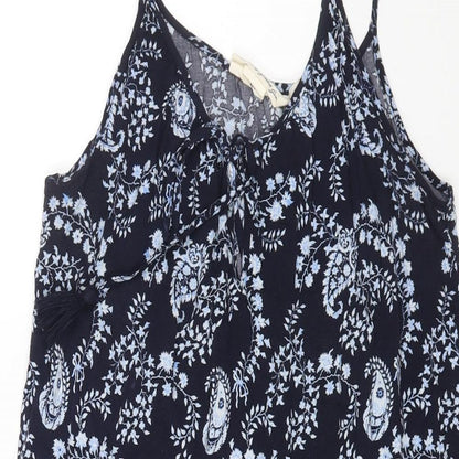 H&M Womens Blue Geometric Viscose A-Line Size 12 Scoop Neck Pullover