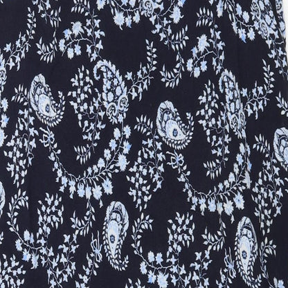 H&M Womens Blue Geometric Viscose A-Line Size 12 Scoop Neck Pullover