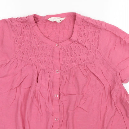 Womens UK Size 8 Marks and Spencer Pink Basic Button-Up