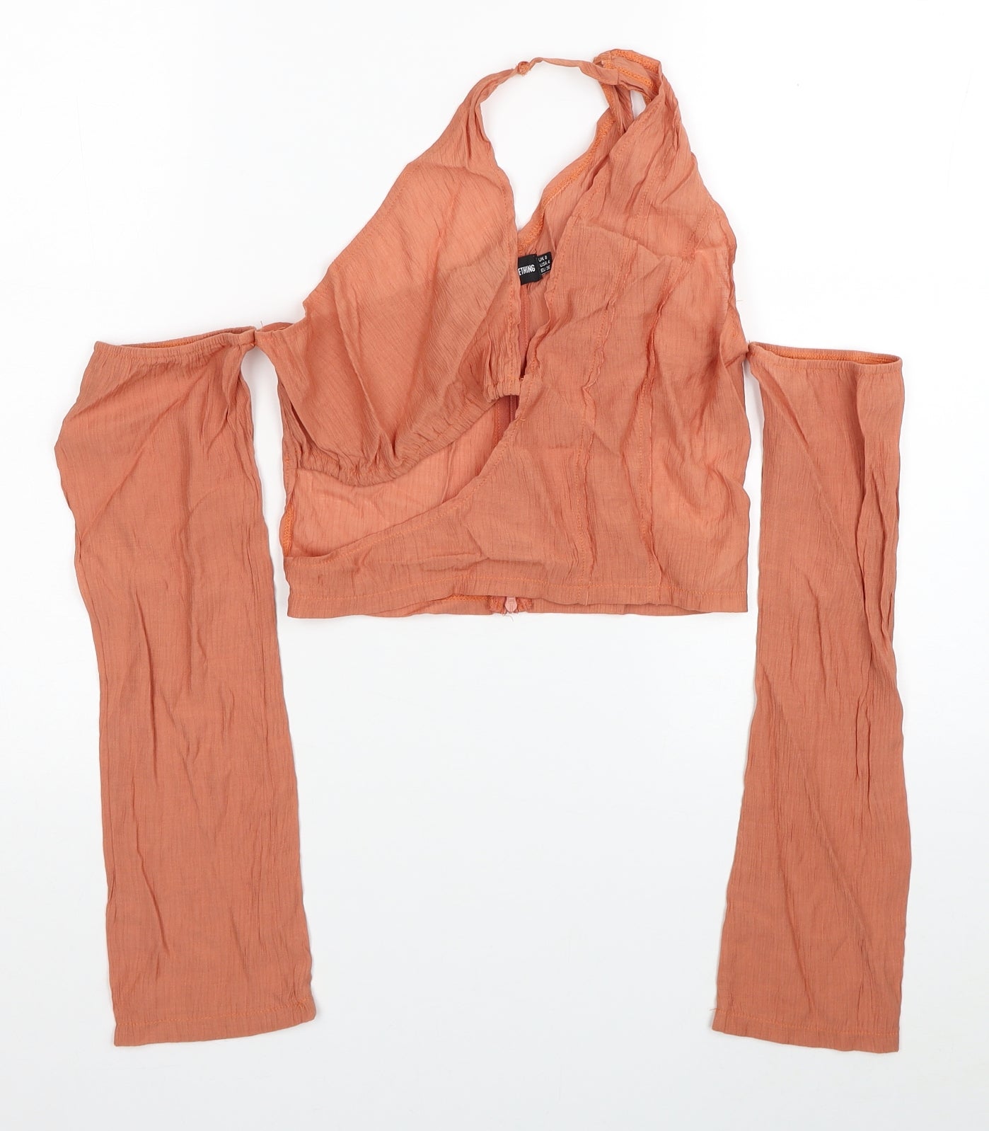Womens UK Size 8 PRETTYLITTLETHING Orange Cropped Blouse