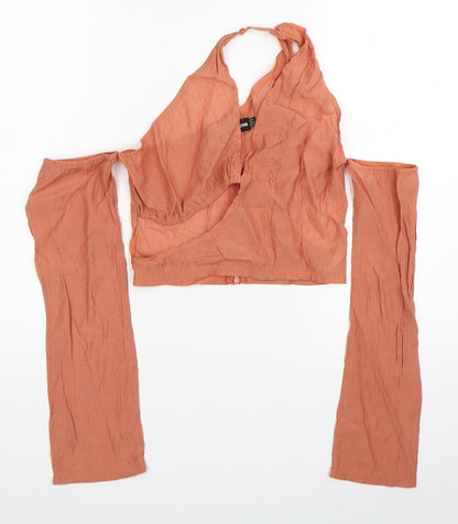 Womens UK Size 8 PRETTYLITTLETHING Orange Cropped Blouse