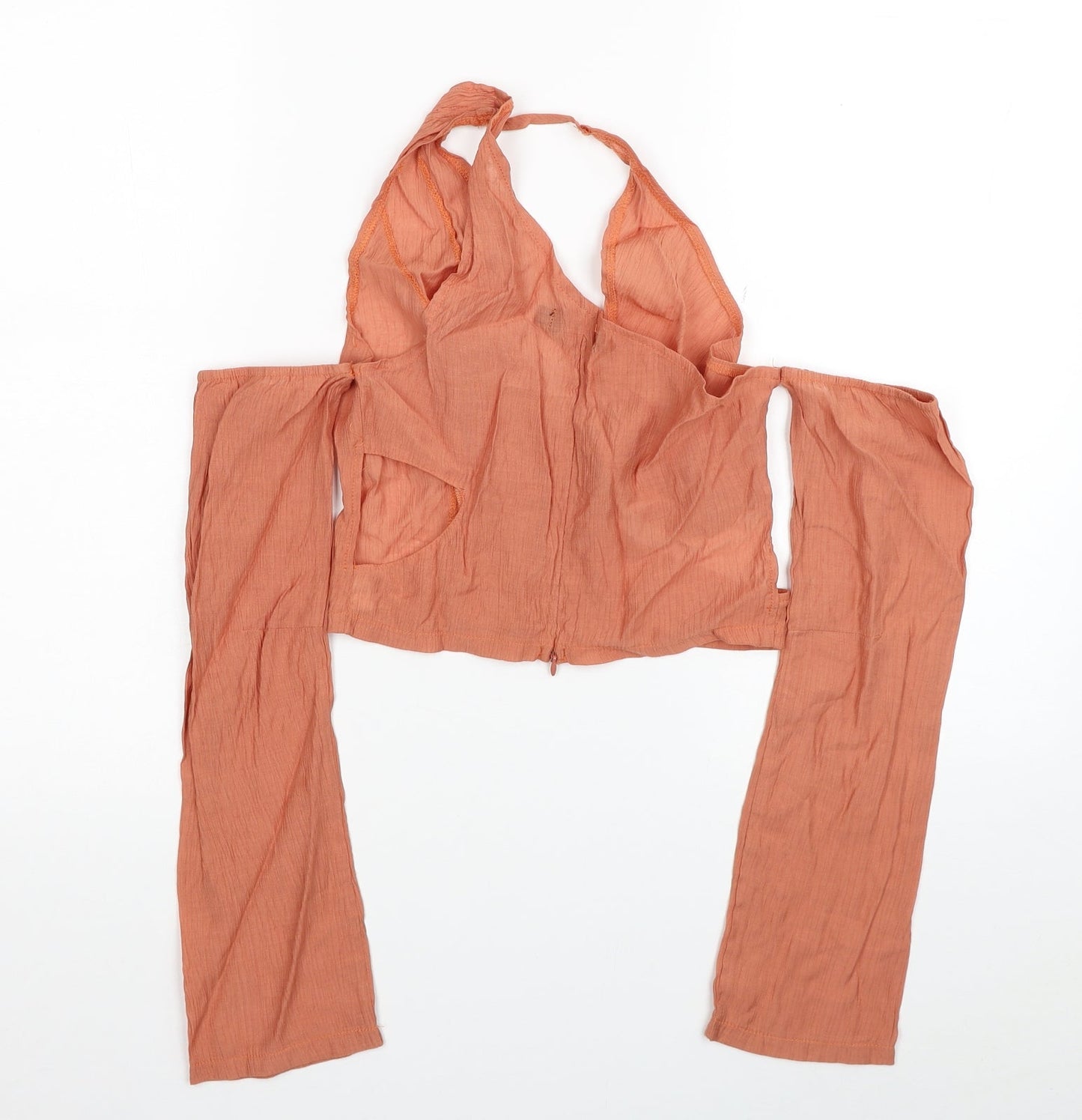 Womens UK Size 8 PRETTYLITTLETHING Orange Cropped Blouse