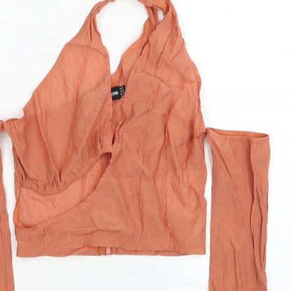 Womens UK Size 8 PRETTYLITTLETHING Orange Cropped Blouse