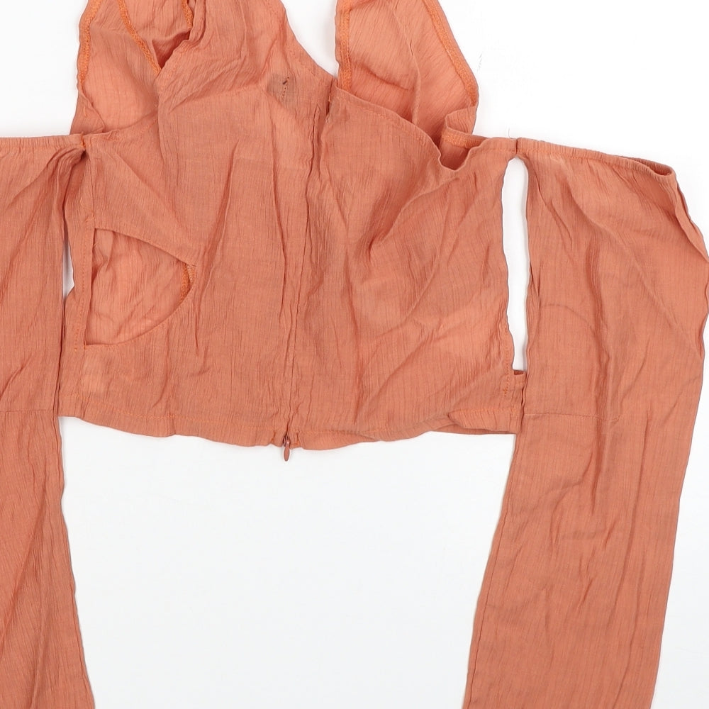 Womens UK Size 8 PRETTYLITTLETHING Orange Cropped Blouse