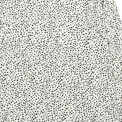 Marks and Spencer Womens Ivory Animal Print Viscose Basic Button-Up Size 14 V-Neck