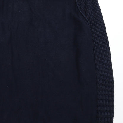 George Mens Blue Round Neck Cotton Full Zip Jumper Size M